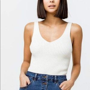 rust color Tillys low v-neck sweater tank top